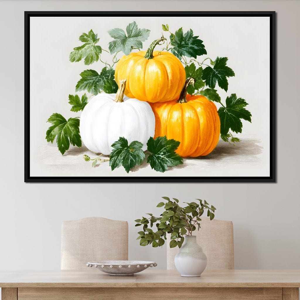 Harvest Pumpkin Trio Botanical Canvas Wall Art