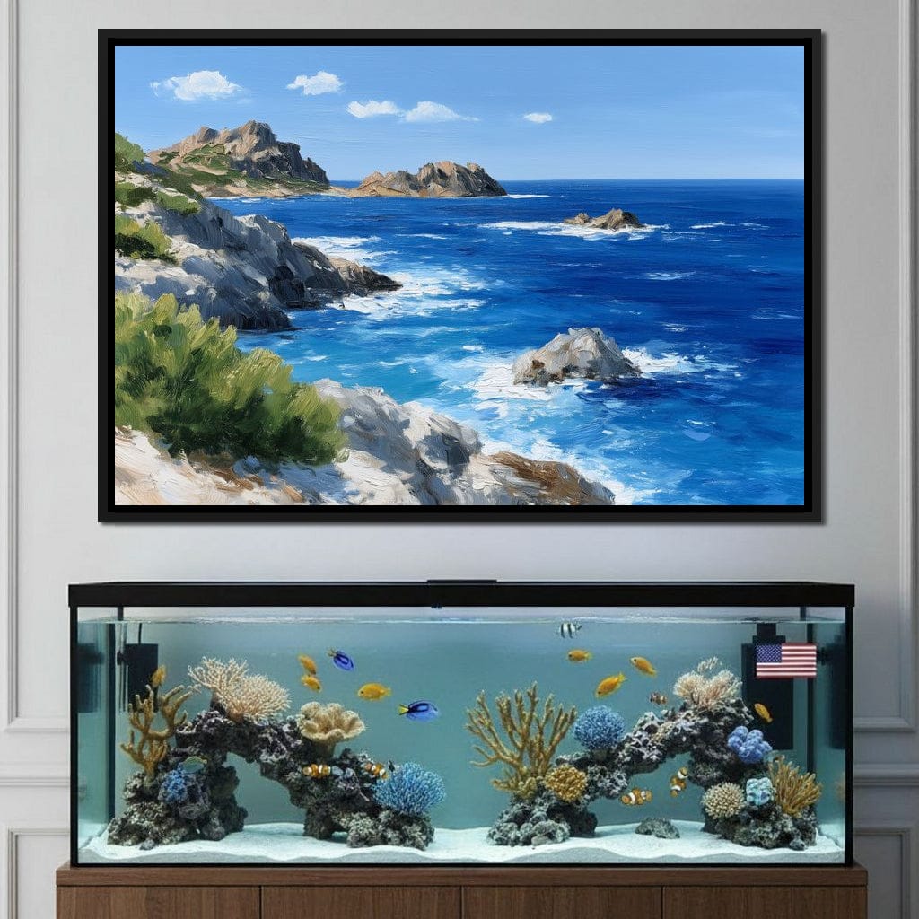 Rocky Coastline Ocean View Oil Painting Canvas Wall Art