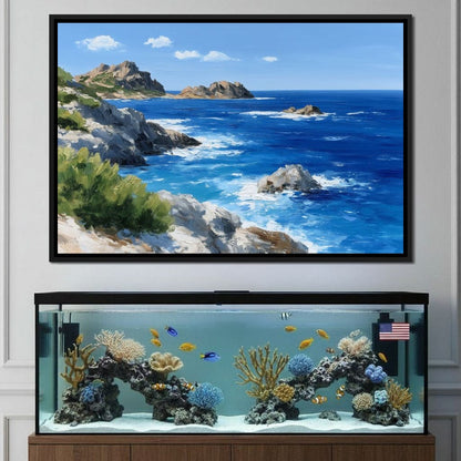 Rocky Coastline Ocean View Oil Painting Canvas Wall Art