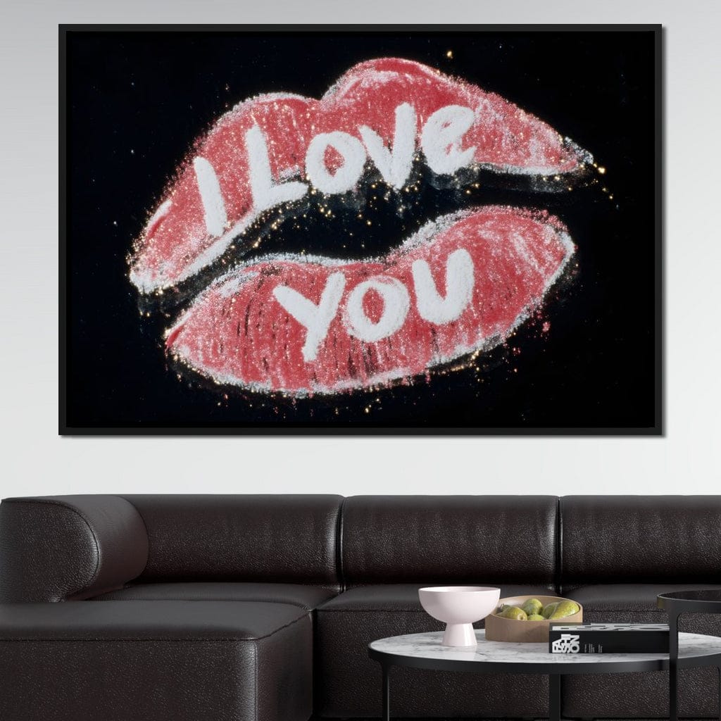 Love You Glitter Kiss Pop Canvas Wall Art