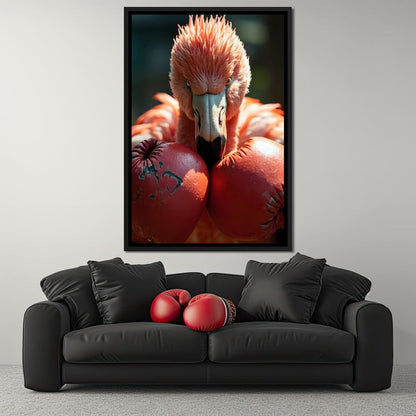 Flamingo Pugilist Canvas Wall Art