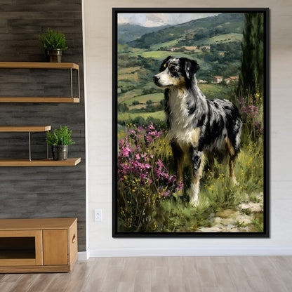 Australian Shepherd Meadow Sentinel Canvas Wall Art
