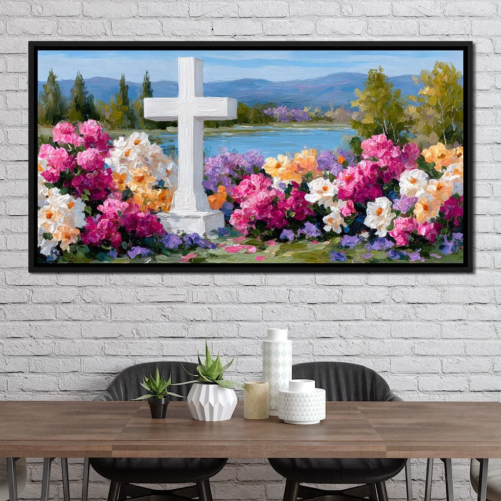 Garden Reverie by the Lake Canvas Wall Art