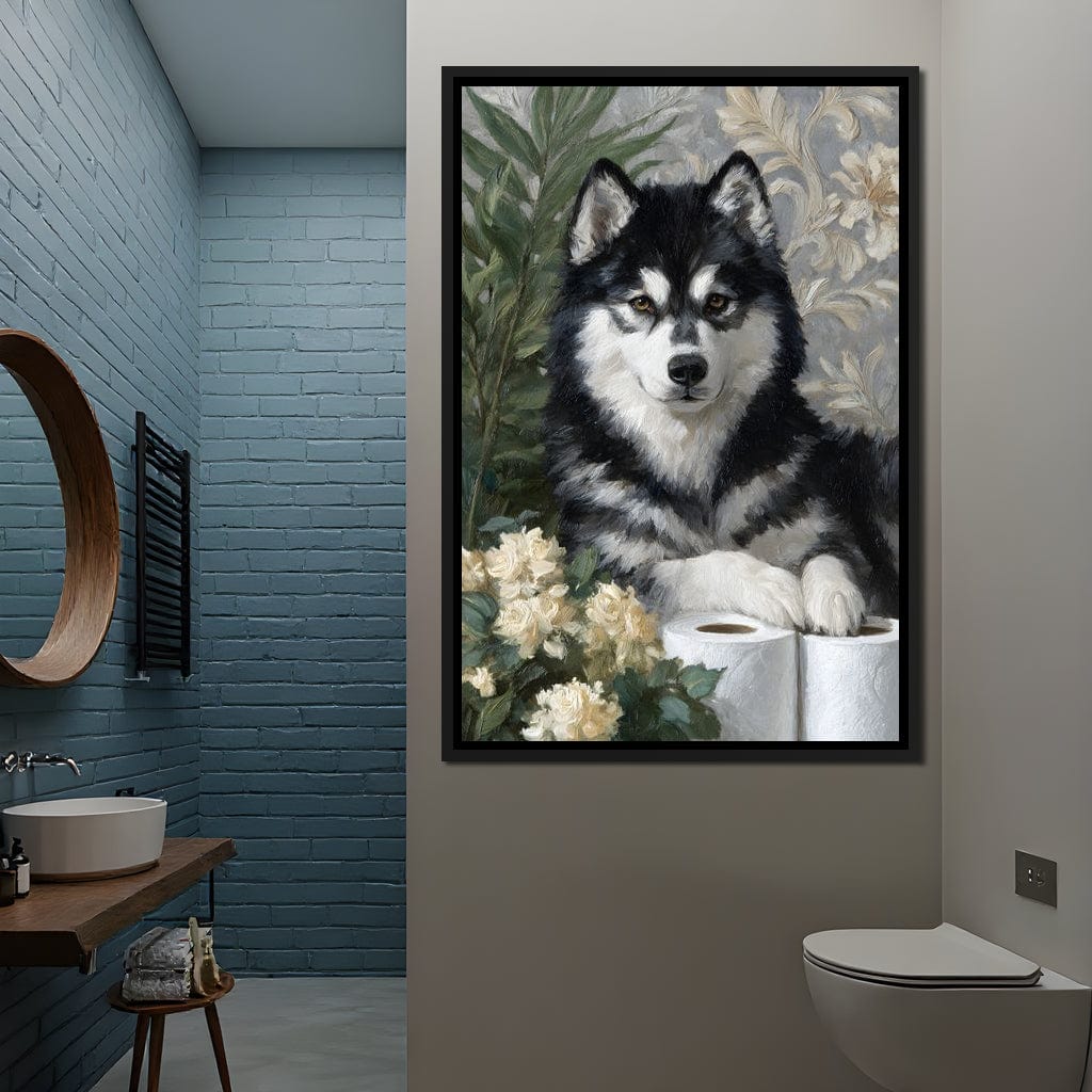 Malamute Bathroom Guardian Canvas Wall Art