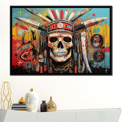 Tribal Echoes in Technicolor Canvas Wall Art