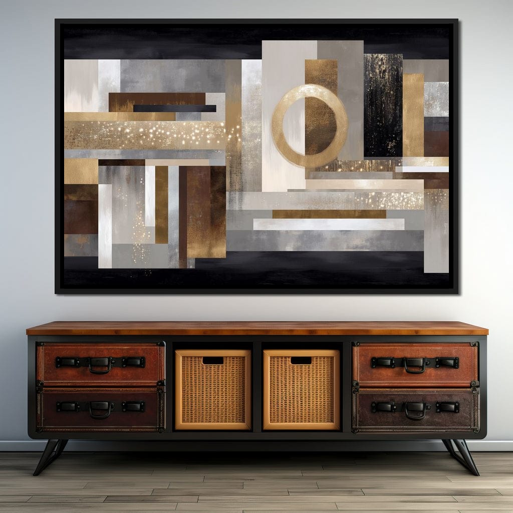 Gilded Geometry Nightfall Canvas Wall Art