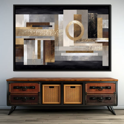 Gilded Geometry Nightfall Canvas Wall Art