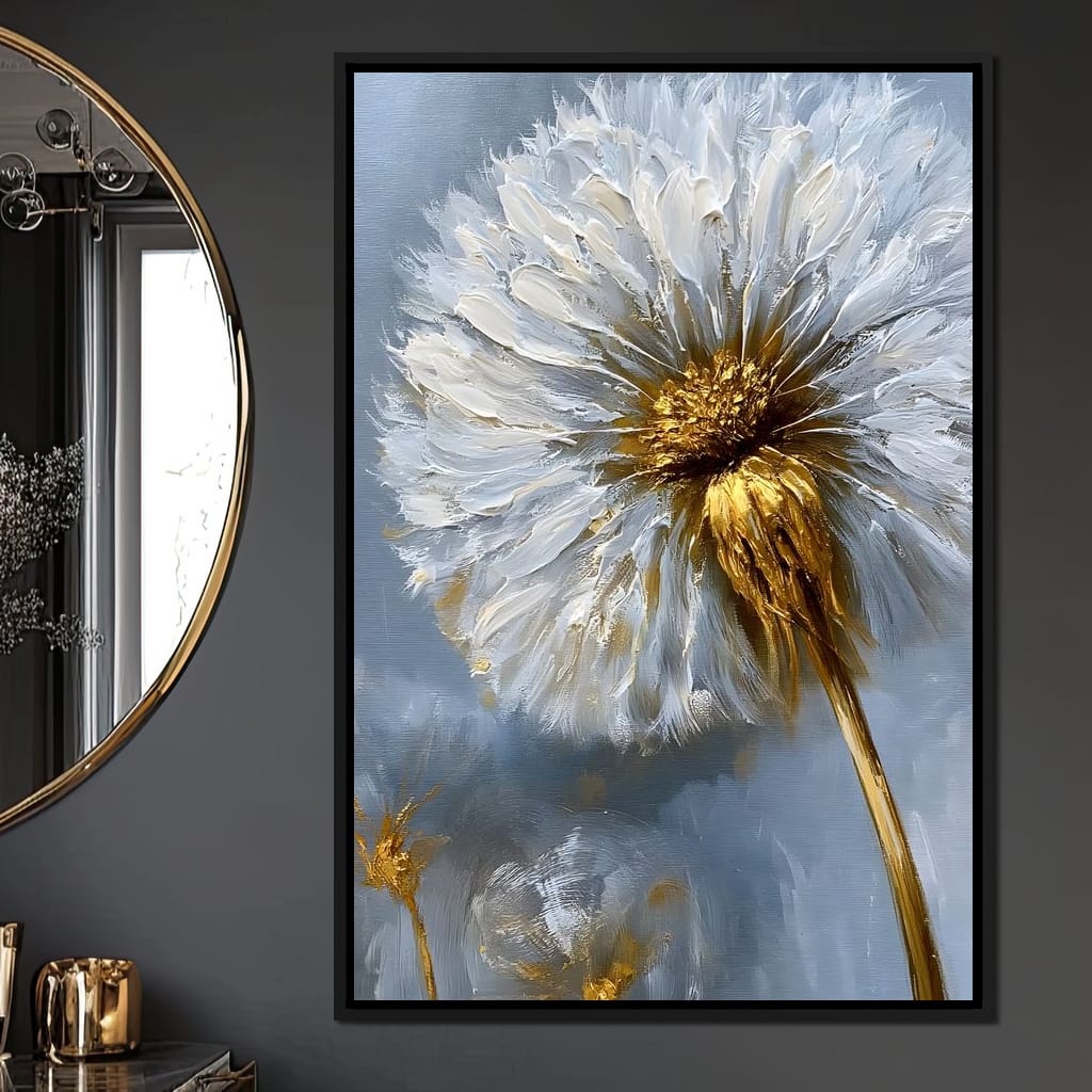 Gilded Dandelion Canvas Wall Art