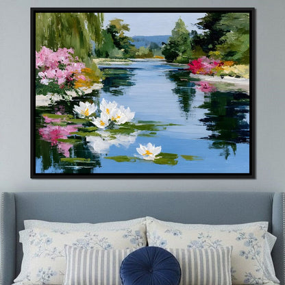 Water Lily Garden Reflection Canvas Wall Art
