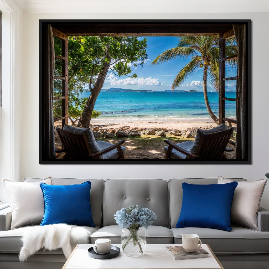 Tropical Serenity Window Canvas Wall Art