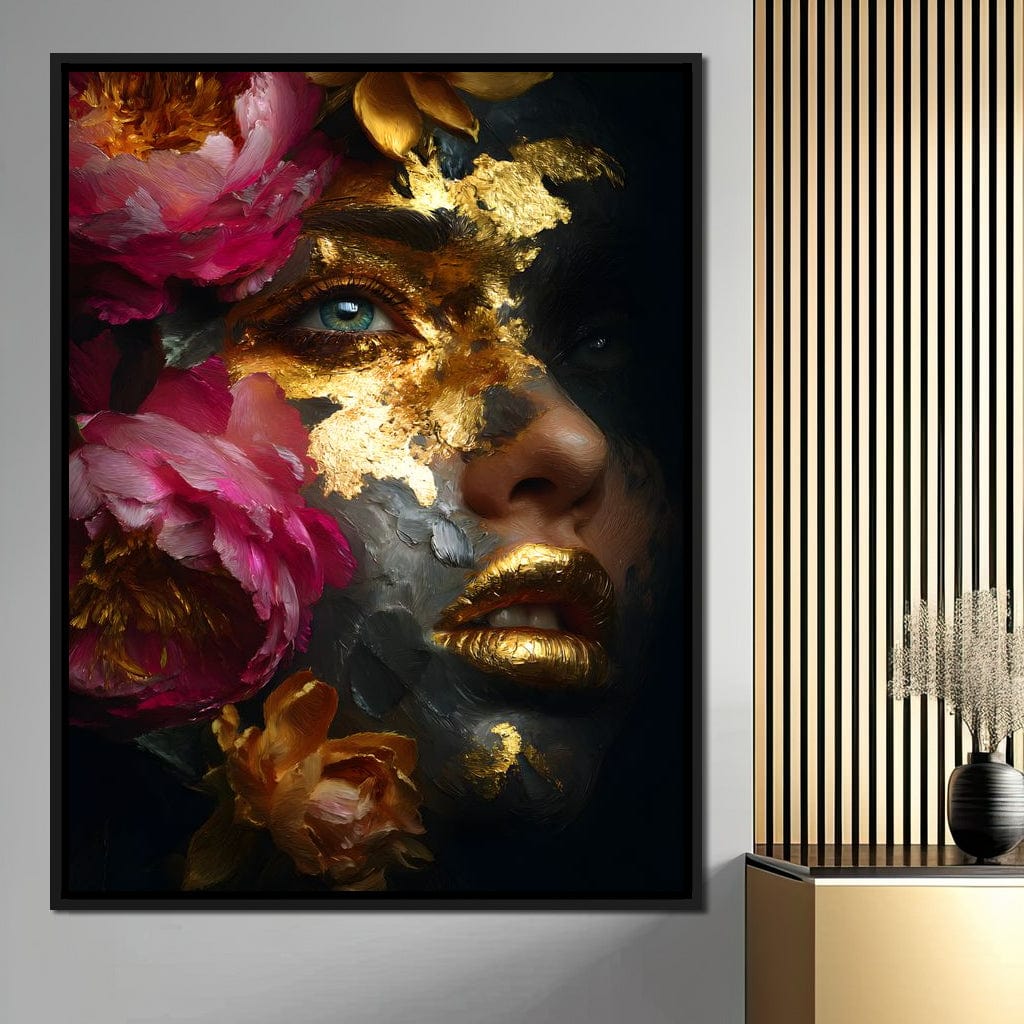 Golden Petal Portrait Radiance Canvas Wall Art