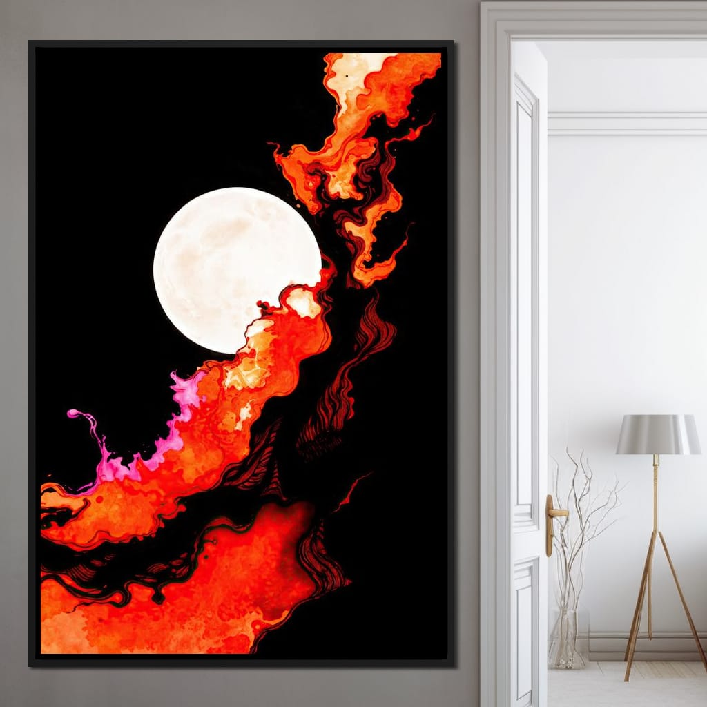 Firestorm Under the Moon Canvas Wall Art