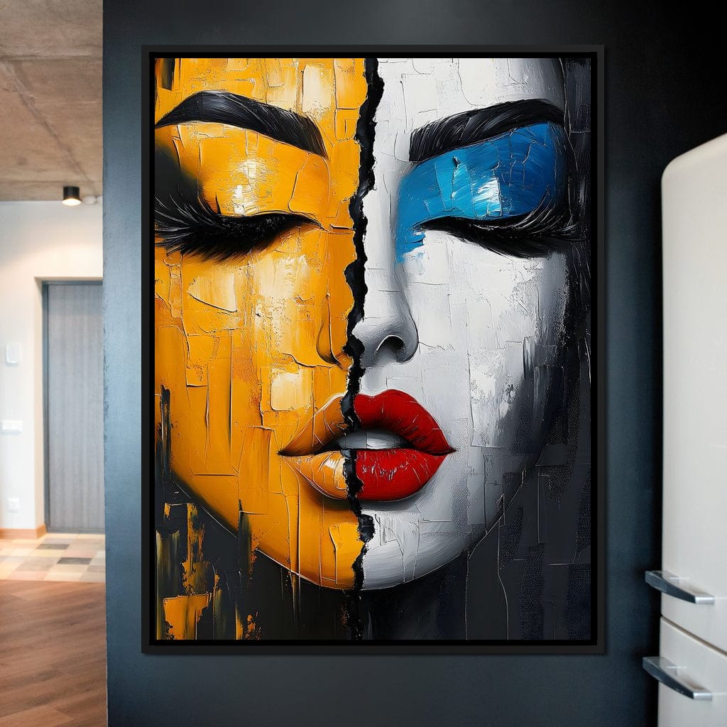 Dual Tones Modern Portrait Face Canvas Wall Art