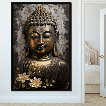 Golden Gaze of the Buddha Canvas Wall Art