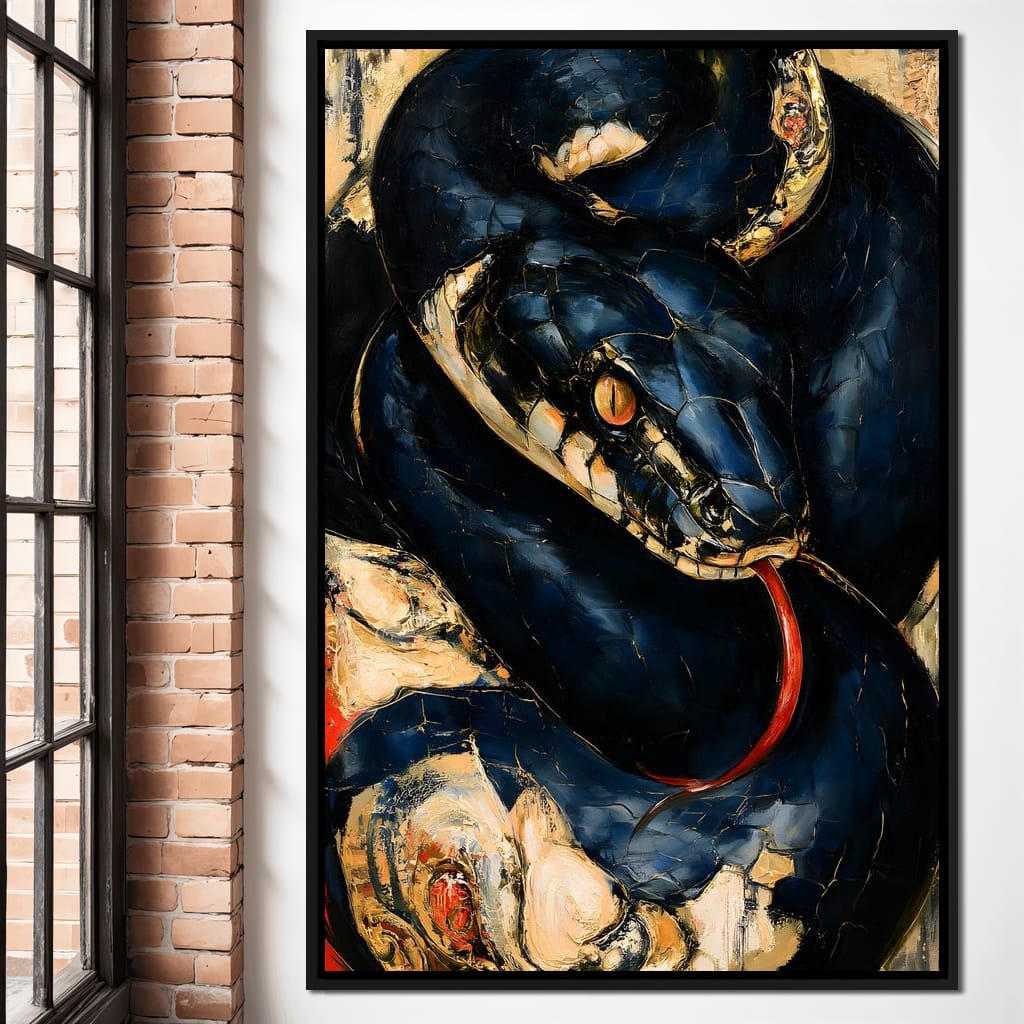 Coiled Ancient Predator Rising Canvas Wall Art