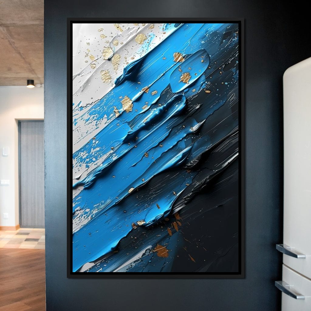 Sapphire Currents Goldleaf Flow Canvas Wall Art