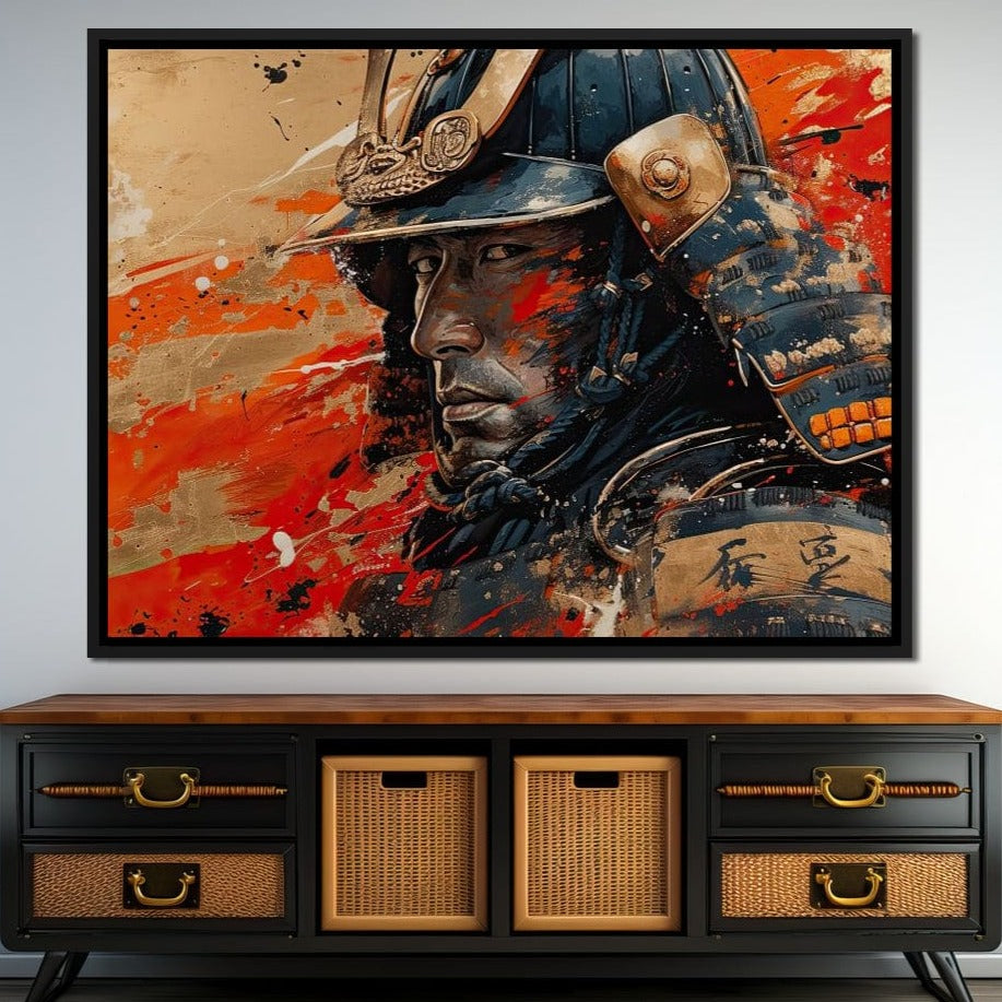 Samurai Solitude in Battle Canvas Wall Art