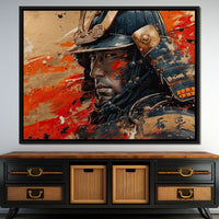 Samurai Solitude in Battle Canvas Wall Art