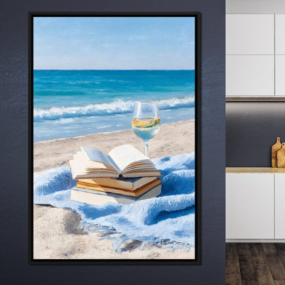 Seaside Pages and Chardonnay Bliss Canvas Wall Art