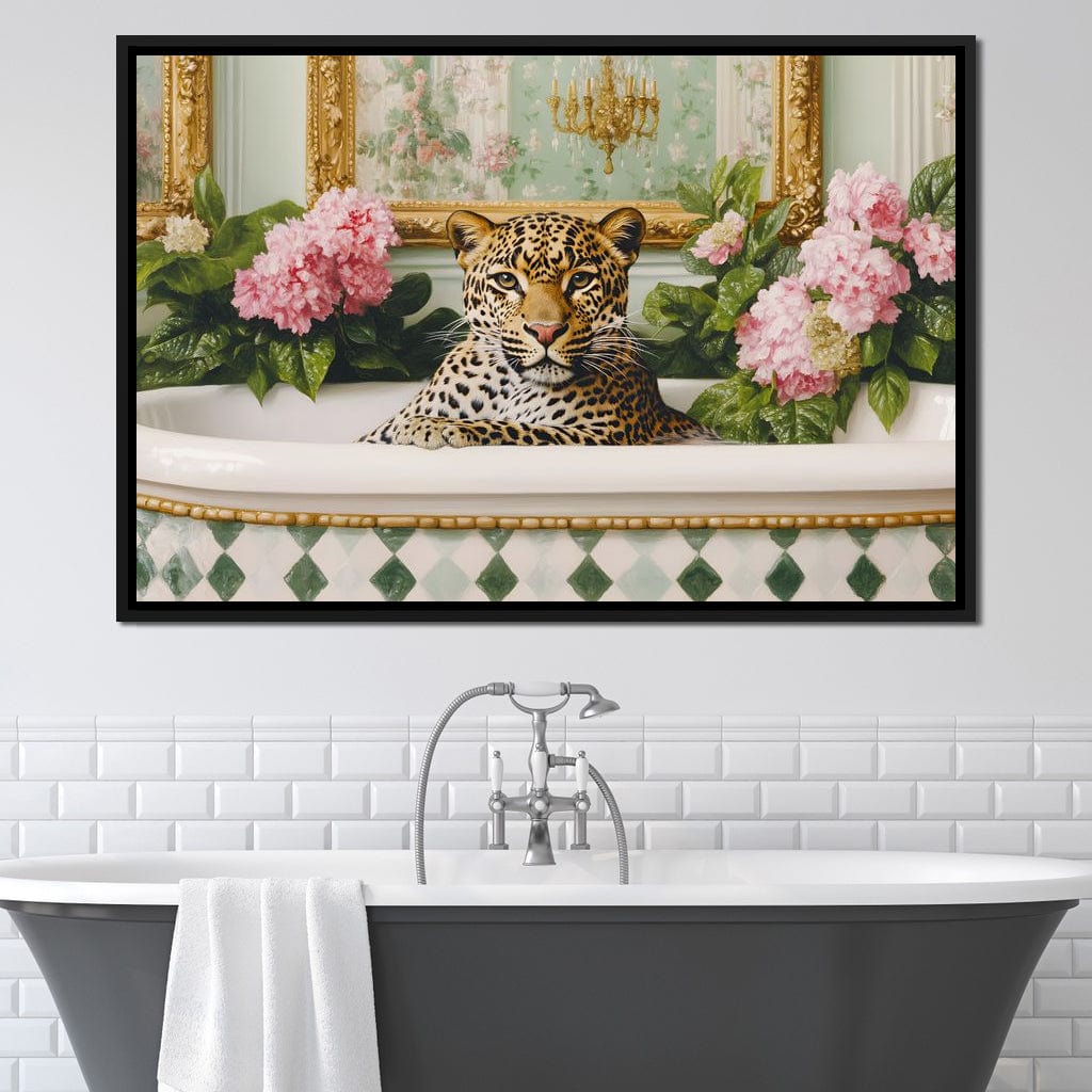 Leopard Luxe Floral Bathing Canvas Wall Art