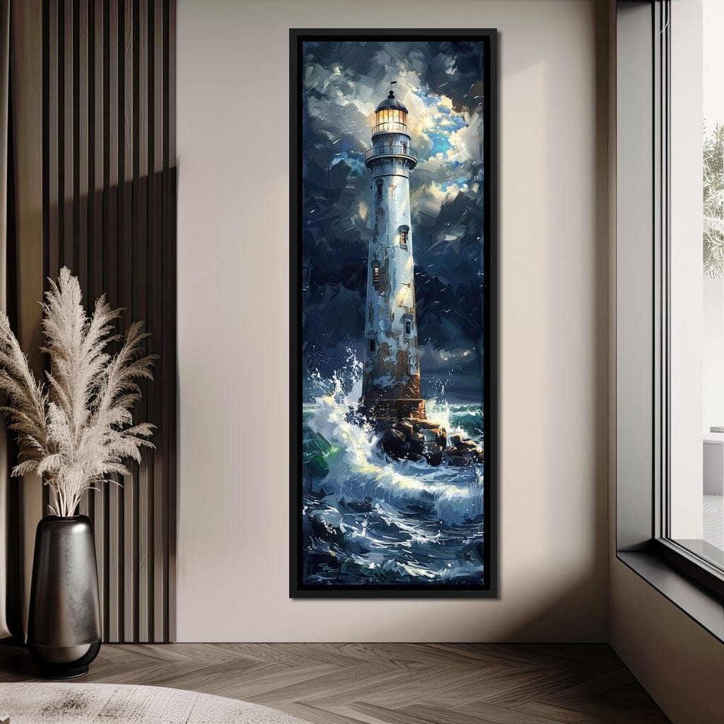 Lighthouse of Stormy Shores Canvas Wall Art