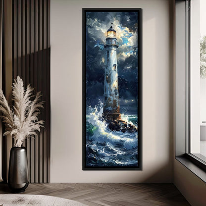 Lighthouse of Stormy Shores Canvas Wall Art