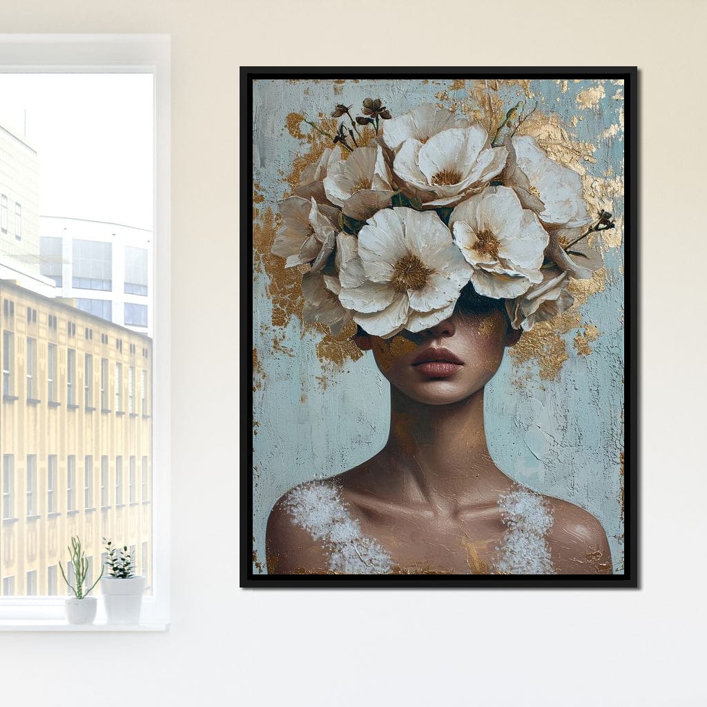 Golden Petal Silhouette Canvas Wall Art