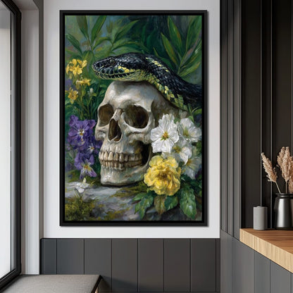 Serpent Crowned Skull Garden Canvas Wall Art