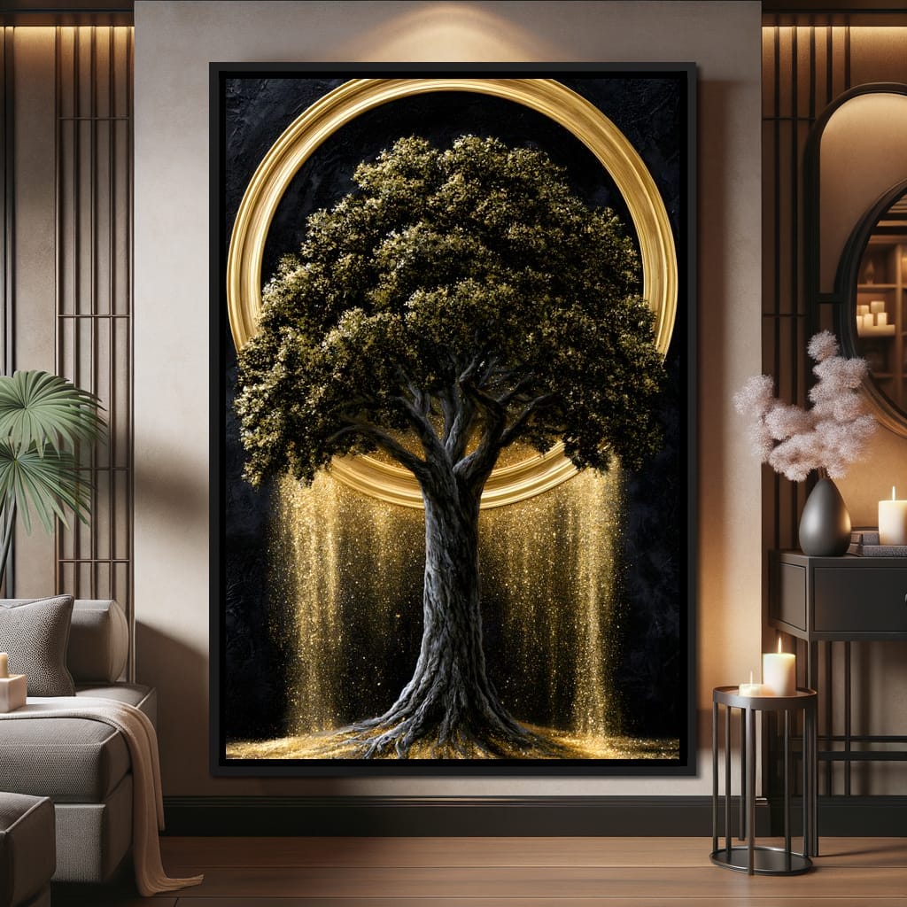 Gilded Roots of Eternal Radiance Canvas Wall Art