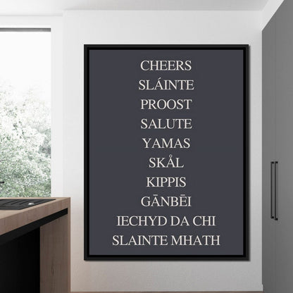 Global Cheers Multilingual Toast Canvas Wall Art