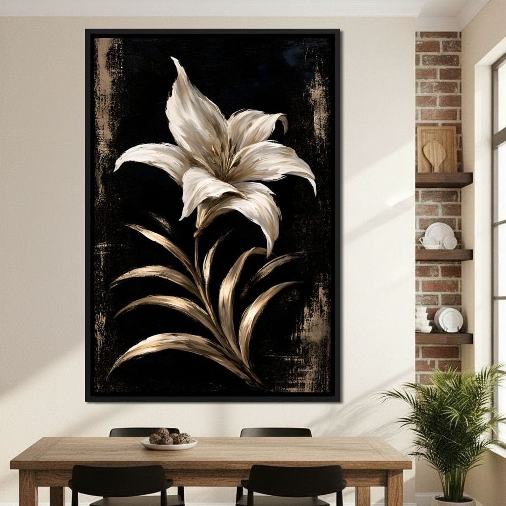 Gilded Petals Upon Nightfall Canvas Wall Art