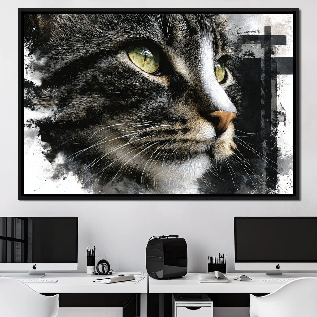 Golden Eyed Cat Portrait Canvas Wall Art