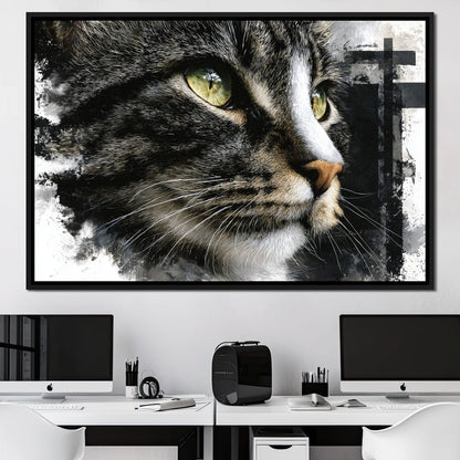 Golden Eyed Cat Portrait Canvas Wall Art