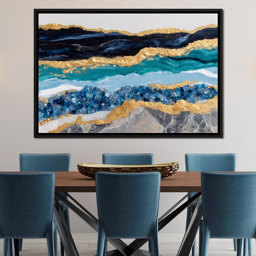Gilded Ocean Geode Flow Canvas Wall Art