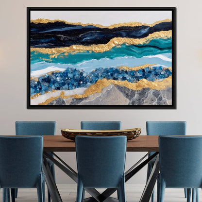 Gilded Ocean Geode Flow Canvas Wall Art