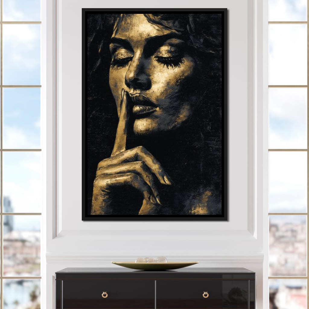 Golden Silence Portrait Muse Canvas Wall Art