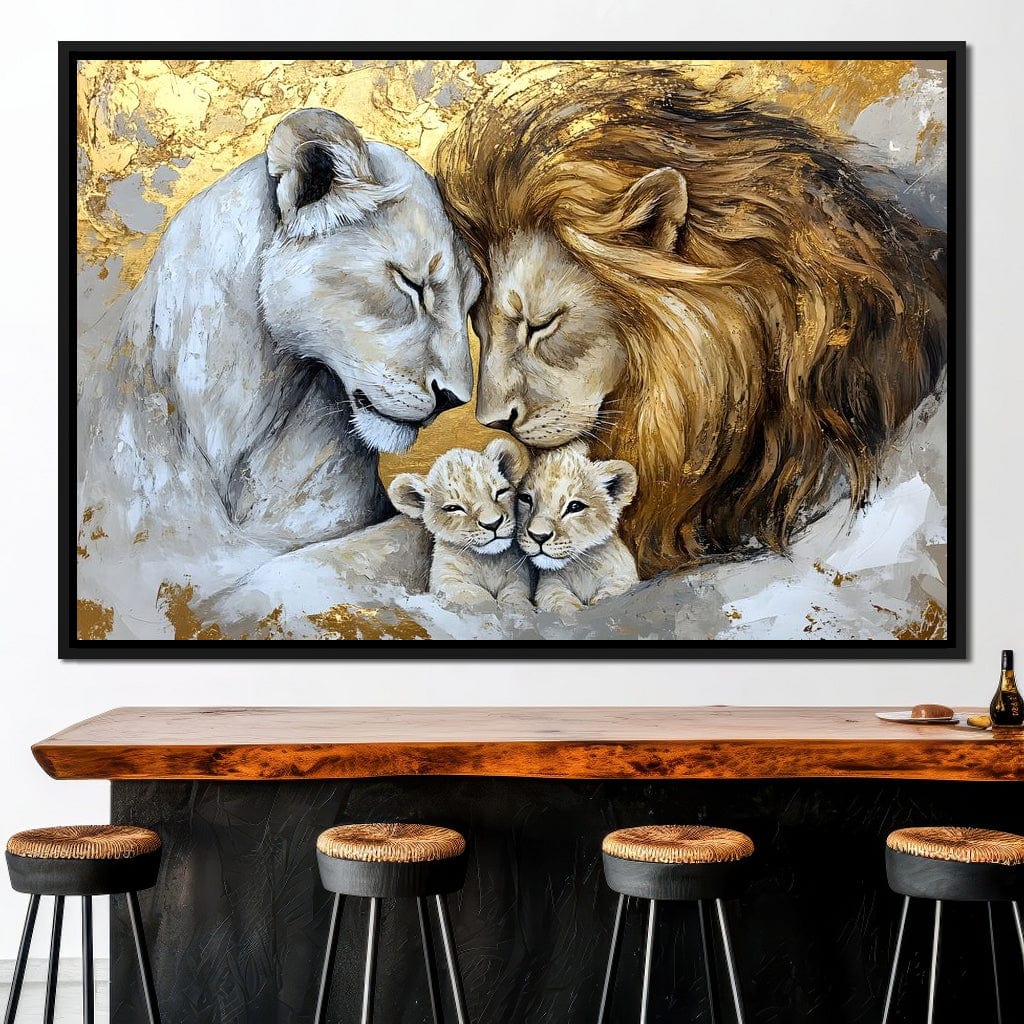Lion Family Embrace Canvas Wall Art