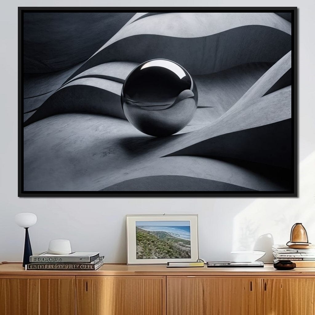 Black Mirror Sphere Canvas Wall Art