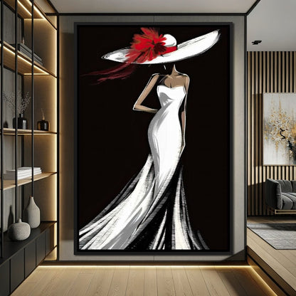 The White Dress - Elegant Nocturne Silhouette Canvas Wall Art