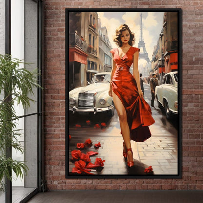 Glamour in the Streets of Paris Canvas Wall Art