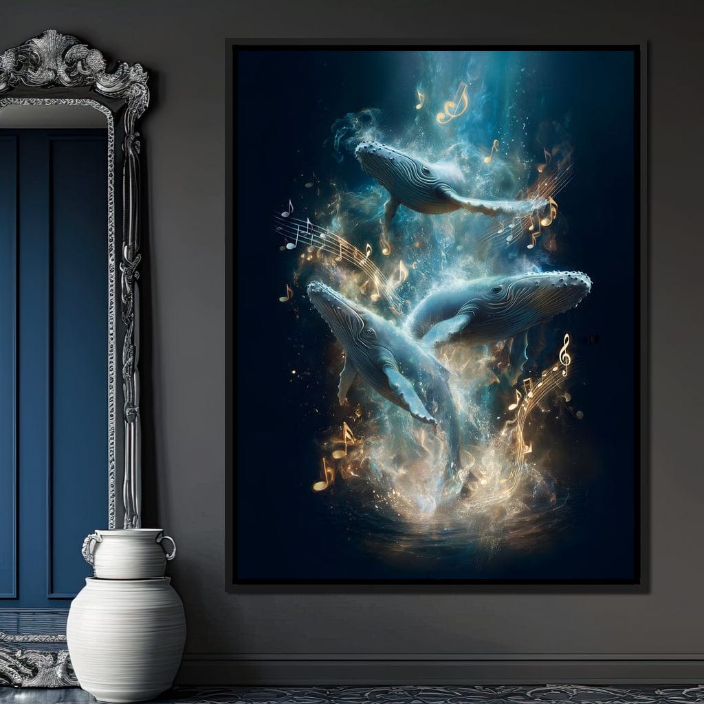 Melodic Tides of Dancing Whales Canvas Wall Art