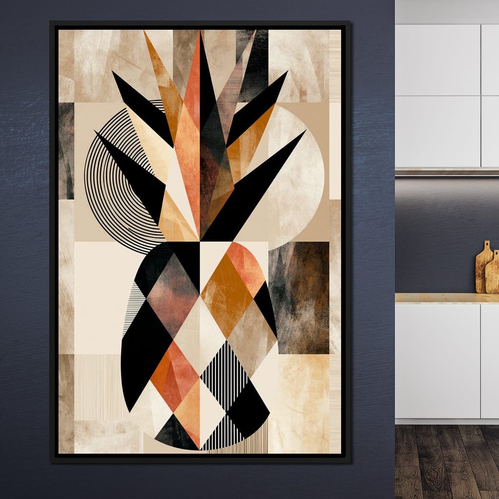 Geometric Still Life of Tropical Pineapple Canvas Wall Art