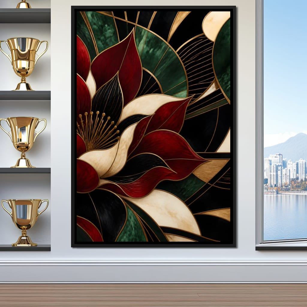 Gilded Petal Geometry Canvas Wall Art