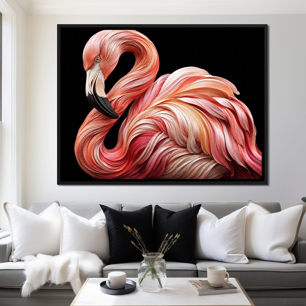 Silk Strand Flamingo Curve Canvas Wall Art