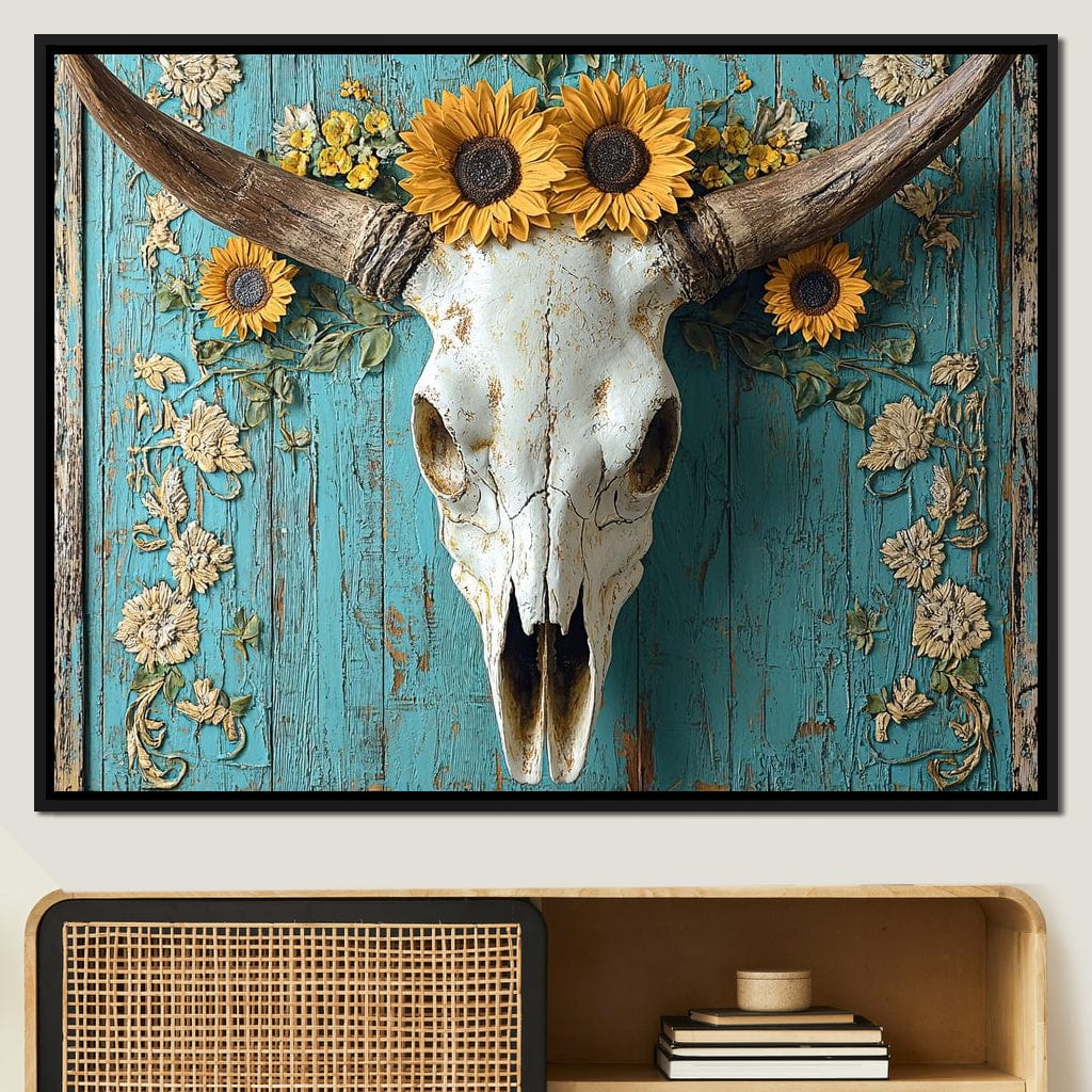Bull Skull Rustic Vibes Canvas Wall Art