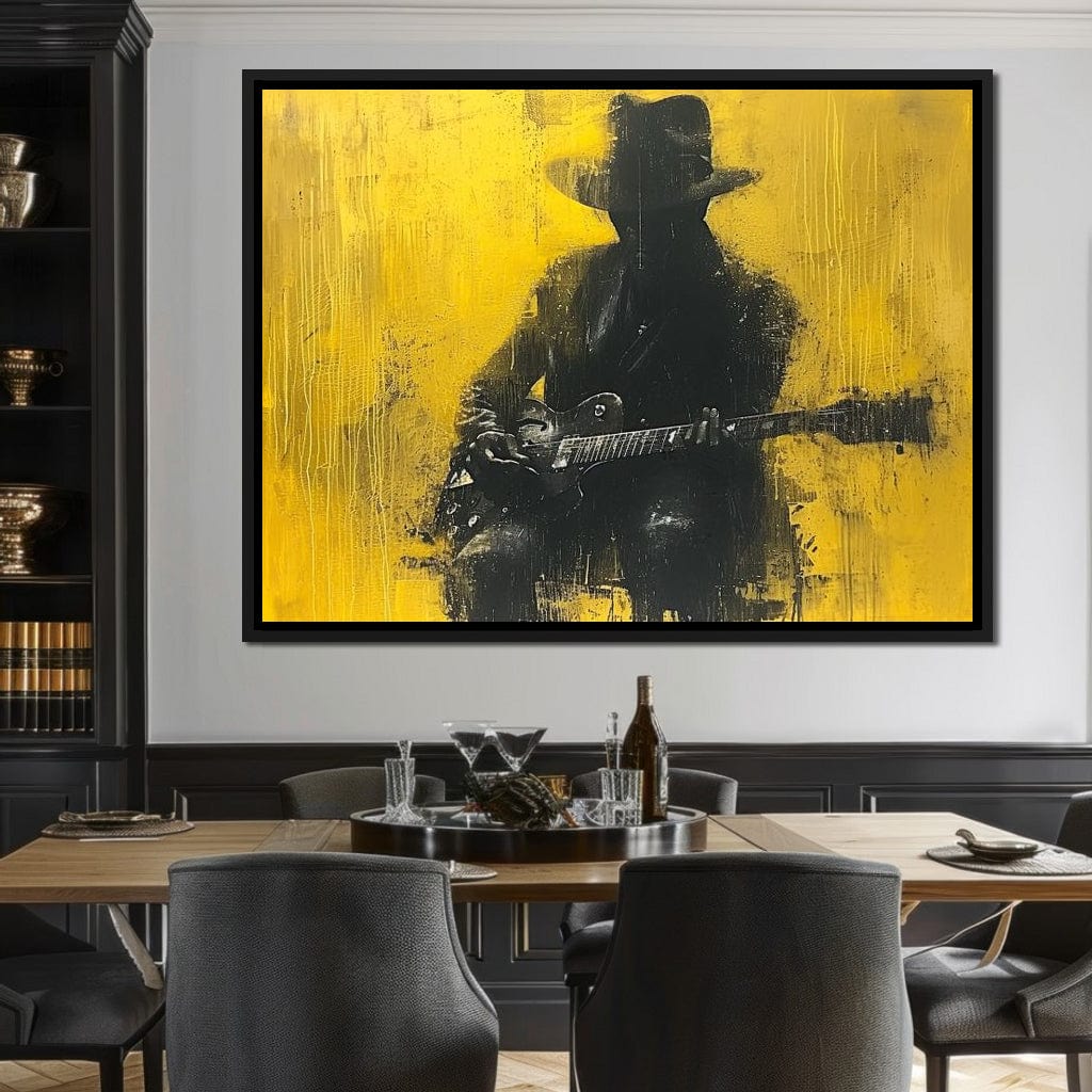 Golden Melody Silhouette Canvas Wall Art