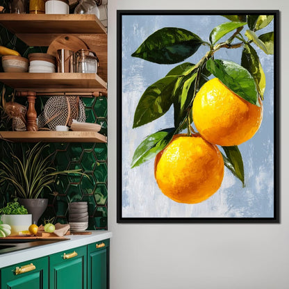 Sunlit Oranges On Branch Canvas Wall Art