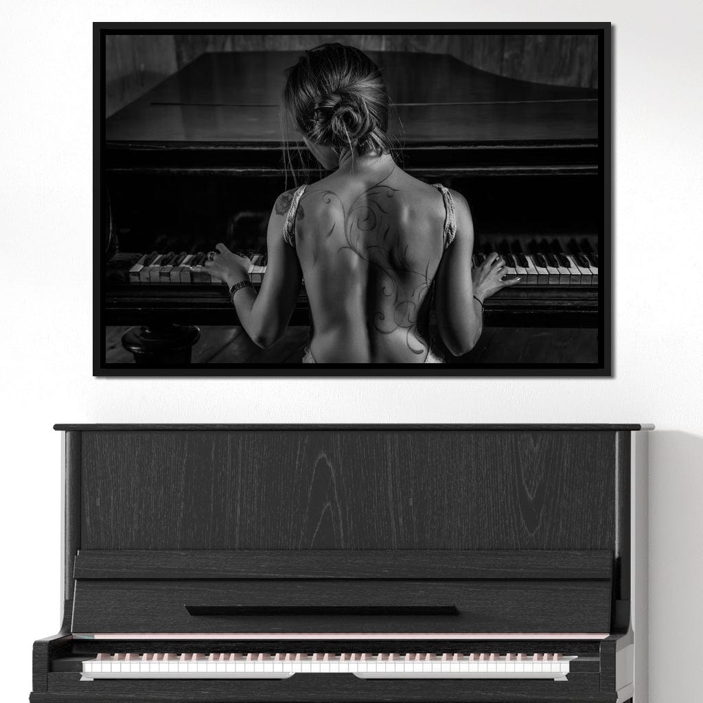 Young Woman Playing Piano Canvas Wall Art