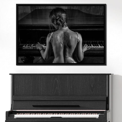 Young Woman Playing Piano Canvas Wall Art