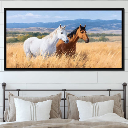 Equine Journey Through Fields Canvas Wall Art